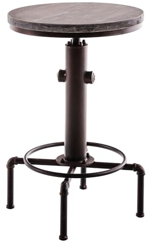 CLP Stehtisch Lumos Mit Robustem Metallgestell Und Einer Holz-Tischplatte I Höhenverstellbarer, Runder Bartisch Im Industrial-Design, Farbe:bronze