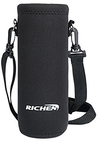 RICHEN Neopren-Wasserflasche Tragetasche mit verstellbarem Schultergurt, isolierter Wasserflaschenüberzug für 750 ml Edelstahl/Glas/Kunststoffflaschen (schwarz, 750 ml)