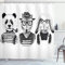 ABAKUHAUS Tier Duschvorhang, Hipster Panda Zigarre Fox, Stoffliches Gewebe Badezimmerdekorationsset mit Haken, 175 x 200 cm, Schwarz Weiß Grau