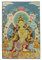 Prime Feng Shui Seidenstickerei tibetische Thangka mit grünem Tara/Kashgari Buddha/vier Arme Kwan Yin Avalokitesvara Wandbehang für Heimdekor Thangka Meditation, Satin