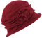 StarTreene 1920s Retro Hut Damen Winterhut Vintage Wollhut Blume Form Filzhut Fedorahüte Glockenhut Bowler Hut Melone Hut 58cm Rot