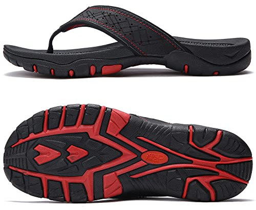 ChayChax Infradito Uomo Scarpe da Spiaggia e Piscina Antiscivolo Sandali Sportivi Pantofole Ciabatte da Mare Gomma Suola per Sostegno dell'Arco,Nero1,47 EU