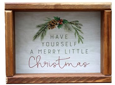 Mini-Tischschild aus Holz mit der Aufschrift „Have Yourself a Merry Little Christmas“, freistehende Dekoration