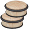 Relaxdays Türstopper Boden, für schwere Türen, Edelstahl, Gummi, flach, Holzoptik Bodenpuffer, H x D: 5 x 10,5 cm, natur