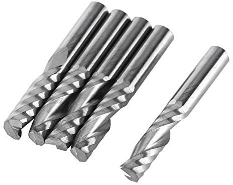 Schaftfräser 6mm, 5 Stück Schaft Wolframkarbid Einzelflöte Schaftfräser Spiralschneider Cnc Fräser For Dichteplatte, Kunststoff, Pcb, Pvc, Mdf, Nylon, Harz, Sperrholz