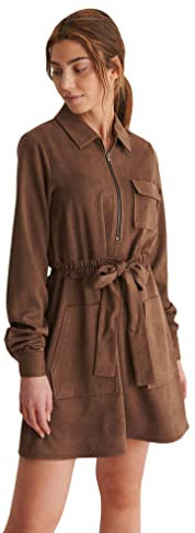 NA-KD Damen Belted Mini Dress Lssiges Kleid, Dunkelbraun, 42 EU
