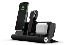udoq 250 magnetische Ladestation für iPhones, AirPods & Watch inkl. USB-C Schnellladekabel & 68W Power Charger, Aluminium Ladedock eloxiert und gefräst, schwarz