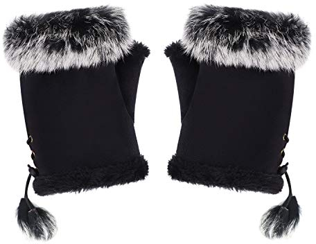 Handschuhe Winter Fingerfrei Stulpenhandschuhe Künstliches Wildleder Damenhandschuhe Fingerlose Touchscreen Armstulpen Plüsch Weich Winterhanschuhe Damen Mädchen Stulpen Herbst Outdoor