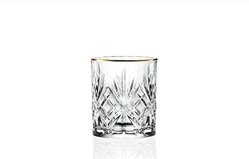 BRANDANI Set 6 Bicchieri Acqua Bordo Oro Vetro 8cm Tavola Natalizia Natale