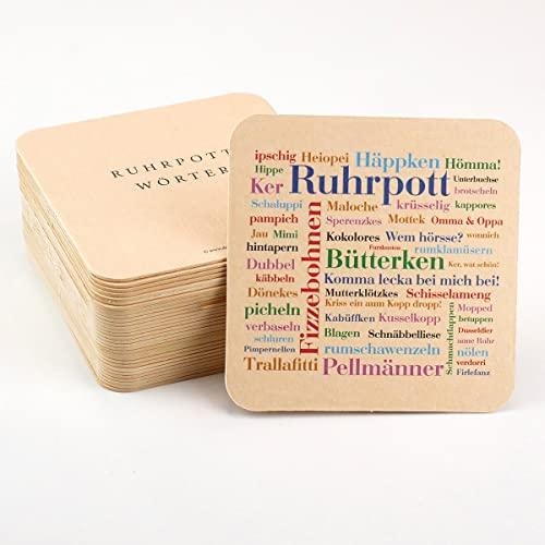 30 Bierdeckel Ruhrpott Wörter, Getränke-Untersetzer als Party-Gag oder originelles Gastgeschenk