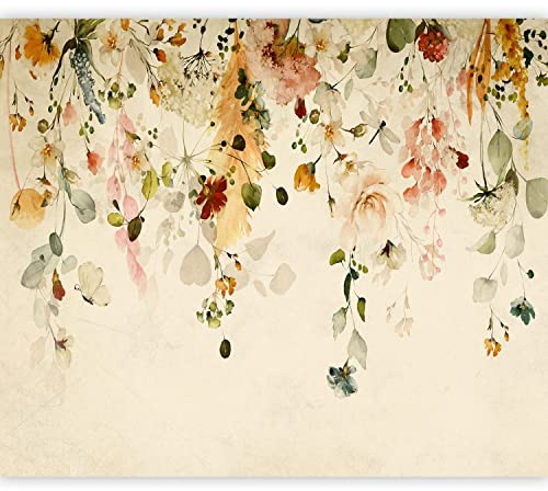 murando Fototapete selbstklebend Blumen 392x280cm Foto Tapete Tapetenfolie Möbelfolie Wandverkleidung Wandtapete Motivtapeten Bildtapete Wohnzimmer 3d Effekt Modern Blätter Pflanzen Natur wie gemalt