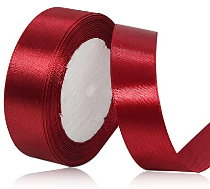 Burgunder Satinband 20mm x 22Meters Schleifenband Weinrot Geschenkband Dekoband Stoffband für Geschenk, Basteln, Nähprojekte, Haarschleifen, Brautstrauß, Hochzeits Dekoration