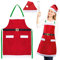 Weihnachtsschürze Rot Weihnachten Schürze mit Weihnachtsmütze Polyester Kochschürze mit Taschen Weihnachtsmann Schürze für Weihnachten Kostüm Damen und Herren Karneval Fasching Kostümparty usw.