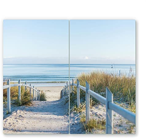 2x30x52cm - Herdabdeckplatte, Herdabdeckung für Glaskeramik-Kochfelder, Gehärtetes Glas, 60x52cm, mehrfarbig, Schneideplatte