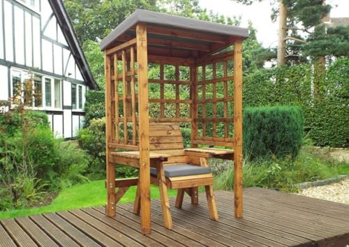 Charles Taylor Wentworth Single Arbour Garden Furniture Arbour Seating Handmade in the UK Assembled upon Delivery Grey