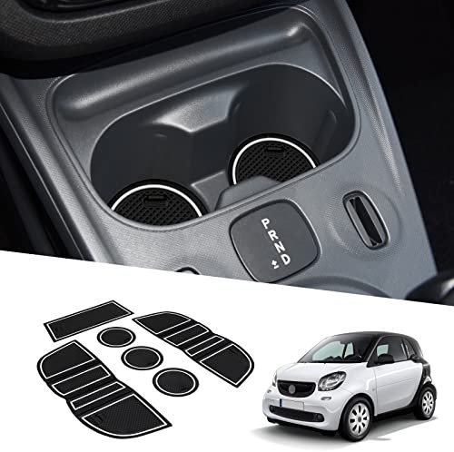 BIXUAN kompatibel mit Mercedes Benz Smart fortwo C453 2014-2019 EQ Fortwo 2019-2024 Antirutschmatten Mittelkonsole Armlehne Gummimatten Getränkehalter Matte rutschfeste Türnaht Matten Türschlitzmatte