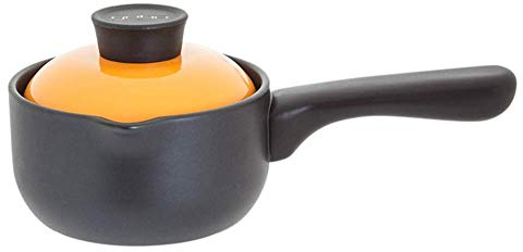 NMNMNM Casseruola/pentola da caffè Turca con Coperchio Pentola da Forno Rotonda Antiaderente con Manici Cocotte Milk Pot Orange-1.6L