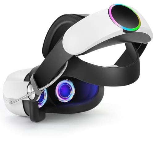 Hurra Head Strap with Battery for Oculus Quest 2, 10000mAh Fast Charging Battery Pack Extend 8H Playtime, Adjustable Elite Strap Replacement with RGB Light Enhanced Comfort Support & Balance in VR