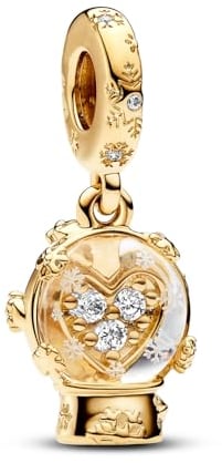 Feitery Christmas Herz Schneeflocke Schneekugel Charms Kompatibilität für Pandora Armband Bead Charm für Damen Weihnachtszeit