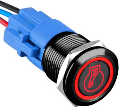 ETOPARS Schwarze Schale 19mm Metall Kippschalter 12V 5A Auto Wippschalter Wasserdicht Druckschalter EIN/AUS Taste Schalter mit Drahtstecker Rot Kompressor Licht Knopfschalter