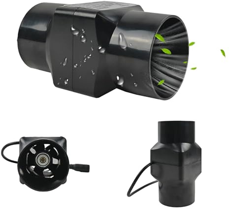 Rohrventilator 50mm Abluftventilator 220V 6W Kanalventilator Energiesparend Badlüfter Rohrlüfter Leise Badlüfter ABS Lüfter, Black