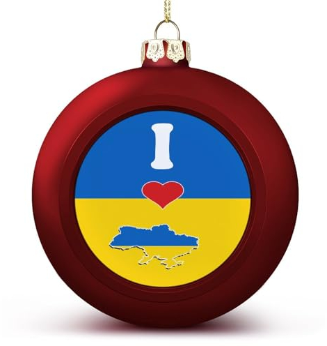 I Love Ukraine Weihnachtskugel Ornament – I Love Ukraine Flagge Ball Ornamente Nationen Flagge hängende Ornamente Andenken Souvenir für Weihnachtsbaumdekoration saisonale Urlaub Party Supplies