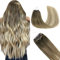 GOO GOO Microring Extensions Echthaar, Haarverlängerungen mit Micro Loop, 55cm 50g 1g/Strand Extensions Echthaar Microring, Cold Fusion Micro Bead, (T3/8)613 Ombre Blond