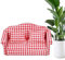 ADERN Puppenhaus-Sofa, Miniatur-Sofamöbel | -Couch-Sessel mit Kissen - Rot Kariertes Design, hochsimuliertes Miniaturmöbelspielzeug für Enthusiasten, Puppenhäuser und Sammler