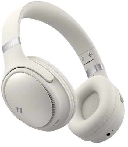 havit H630BT - Auriculares Bluetooth plegables con micrófono, 36 horas de uso, Bluetooth V5.3 (beige)