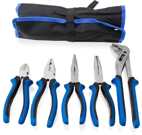 Bituxx Zangen Set 5 tlg. Spitzzange Kombizange Seitenschneider Wasserpumpenzange Werkzeug
