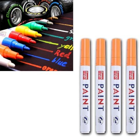 4 Stück Autoreifen-Lackstift, wasserfeste Autoreifen-Markierungsstifte, Anti-Trocknungs-Graffiti-Tintenmarker, Reifenbeschriftungs-Lackstifte for Autos, ölbasierte Farbmarker for Felsmalerei, Stein, K