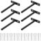 6 Pcs Supports d'étagère Muraux Flottants, Equerre Etagere Murale Métal, Support Etagere Murale Fixation Invisible, équerre d’étagères en T Charge Lourde pour étagère, Noirs, 124x70 mm