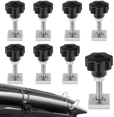 T-Nut Adapter M6-35mm 8 Stück T-Nut Adapter Nutensteine, T-Nut Nutensteine M6, Edelstahl Nutensteine Dachträger mit Sterngriffmutter M6, für Dachträger Relingträger Dachbox