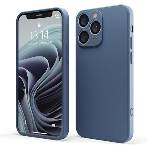 Red Ember Shockproof Case for iPhone, Ultra Slim Protective Liquid Silicone Matte Finish Phone Case with Soft Anti-Scratch Microfiber Lining (Blue, iPhone 15 Pro)