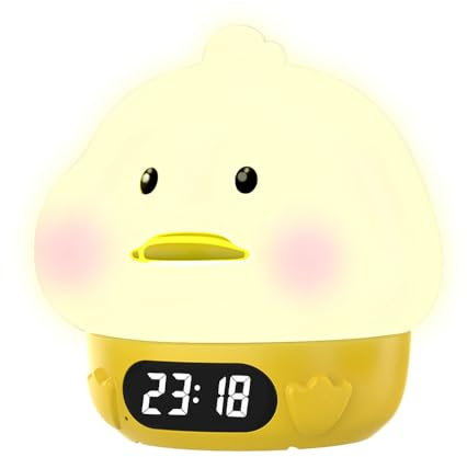 MiOYOOW Touch Nachtlicht, Wecker Nachtlicht, 2-in-1 Schlaflicht Uhr Mehrfarbige RGB Lichter Ente Touch Lampe Alarm mit Temperaturanzeige für Schlafzimmer Schreibtisch Nachttisch
