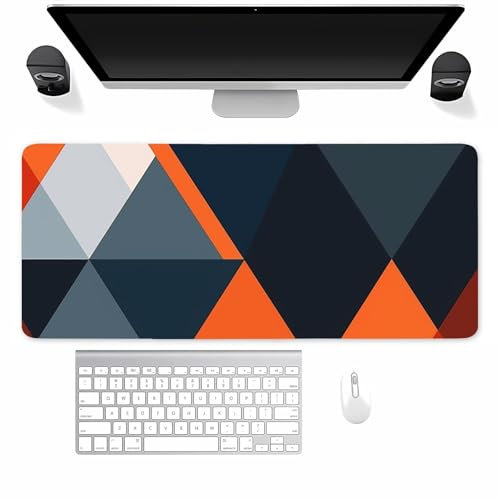 TengYuer Mouse Pad Large Geometric Orange Gaming Mouse Mat 31.5x15.7x0.12 inch Extended Desk Pad Improved Precision and Speed with Stitched Edges for Office & Home