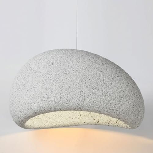 AIAO Modernes Restaurant Pendelleuchte Kreativ-Harz Lampe E27 Schlafzimmer Kronleuchter Japanischer Wabi-Sabi-Stil Hängelampe Bar Leuchter For Wohnzimmer Café Deko Hängeleuchten(Light grey B,50cm)