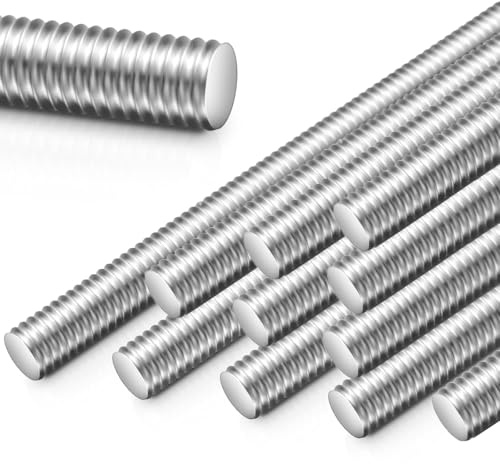 Dayalo 12 barre filettate M10, barra filettata M10 x 100 mm, in acciaio inox A2 V2A, barre filettate con filettatura metrica totale, perno con classe di resistenza 4,8, DIN 976