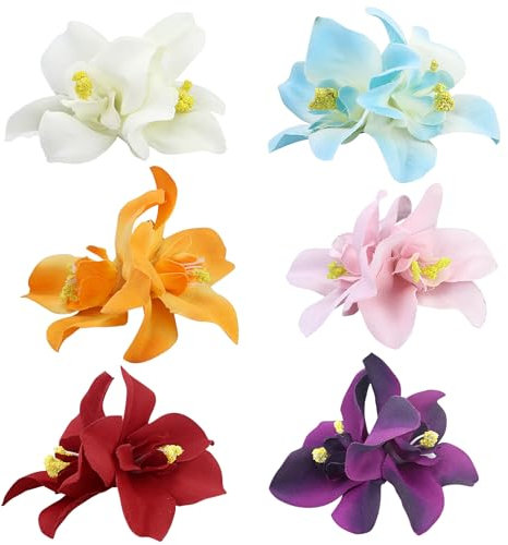 Lot de 12 pinces à cheveux en forme de fleurs tropicales bohémiennes pour les vacances à la mer, les mariages, les fêtes de mariée, les fleurs de plage hawaïennes pour femmes et filles