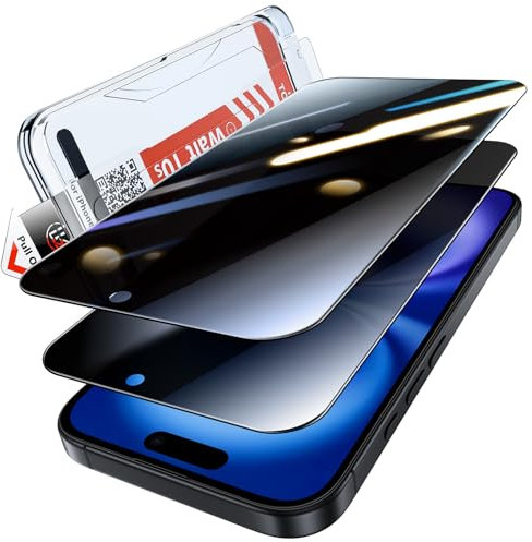 LK Sichtschutz für iPhone 15/iPhone 16 für Panzerglas Sichtschutzfolie, Staubfrei [Full Screen] Auto-Installation Schutzglas [9H TOP Härte] Stoßfest Kratzfest Anti-Bläschen Anti-Fingerabdruck, 2 Stück
