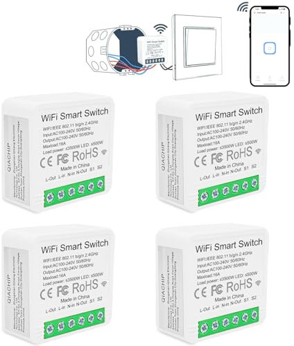 QIACHIP Interruptor de Luz Inteligente WIFI, 16A Interruptor Inteligente Alexa, Smart Switch WIFI,Kompatibel mit eWelink APP,Google Home