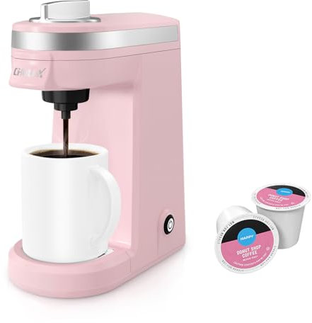 CHULUX Mini Capsule Coffee Maker, Single Serve Coffee Maker for American Cup, Light Capsule Coffee Maker, Dusty Pink