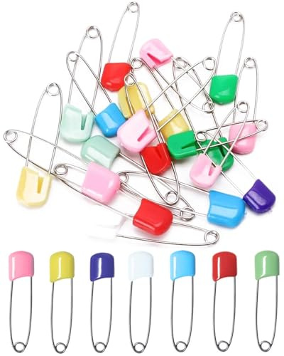 MYGLOAR 50 Stück Windelnadeln, 5,5 cm Sicherheitsnadeln, große Windelnadeln mit Verschlussverschlüssen, bunte Sicherheitsnadeln, Sicherheitsnadeln zum Nähen von Kleidung, Basteln (5,5 cm)