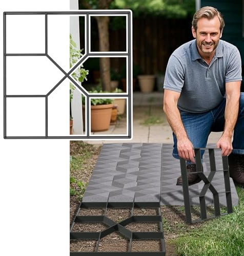 NAIZY 1 Stück DIY Betonform 40x40cm Schalungsform 8 Gitter NO.2 Quadrat Pflasterform Gehweg Gießform Beton Schablone Pflasterschablone Kunststoff, für Trittsteinen Garten Rasenbahnen