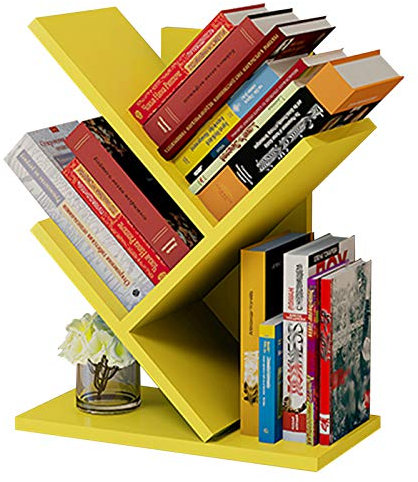 SFNIOKFG Holz-Desktop-Baum-Bücherregale, kleines Bücherregal, Zuhause, Wohnzimmer, Büro, freistehendes Bücherregal-Display-Aufbewahrungsregal, für CD/Magazin/Bücher