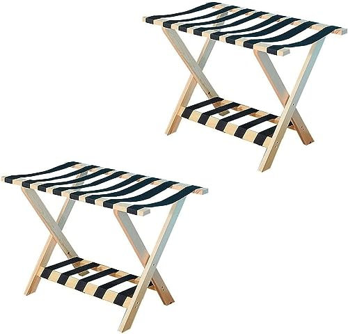 KIJyfgTR Lot de 2 Porte-valises Pliables en Bois Massif(Wood Color)