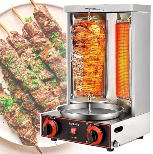 vnmudzeo Parrilla Comercial De Gas, Calentamiento Dual, Asador Vertical De Pollo, para Fiestas En Restaurantes,Silver