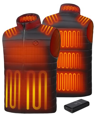 TODWARM Heated Gilet for Men with Battery Pack 16000mAh, 15 Heating Zones Heated Vest Lightweight Heated Jacket for Fishing Skiing Outdoor Activities Black L
