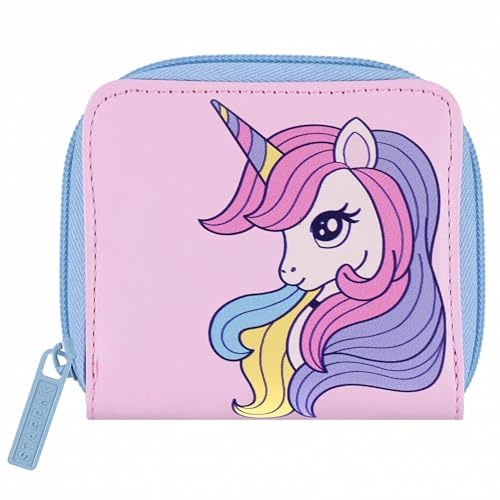 Einhorn Geldbörse für Mädchen mit Schloss, rosa, 9x10x2 cm (Rosa Einhorn)