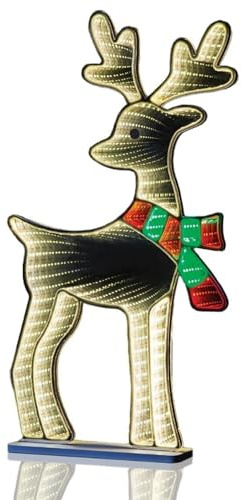 The Christmas Workshop Reindeer Infinity Light/Double-Sided Multi-Coloured Christmas Light / 5 Metre Lead Wire / 60cm Height (74529)